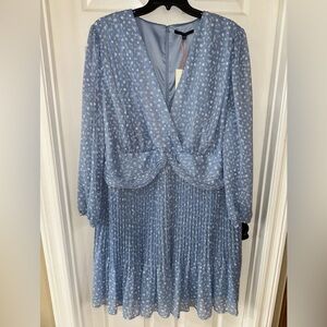 Alex Marie Women's Size 22W Midi Dress Special Occasion Light Blue Pleated Lined